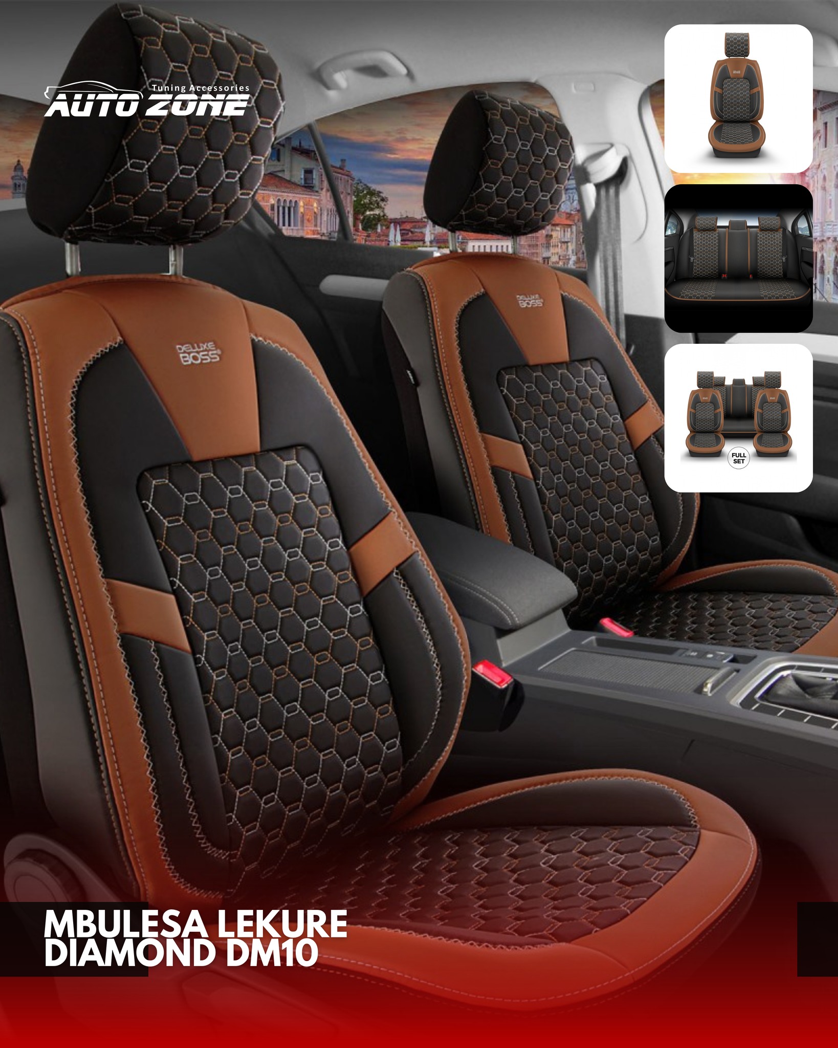 Mbulesa lëkure premium universale për ulëse – AUTO ZONE® Tuning accessories (3)
