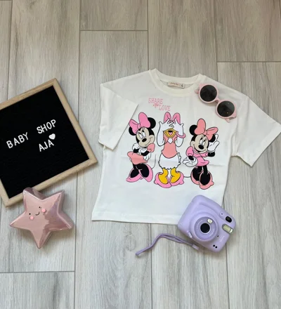 Bluzë e bardhë me Minnie Mouse për vajza