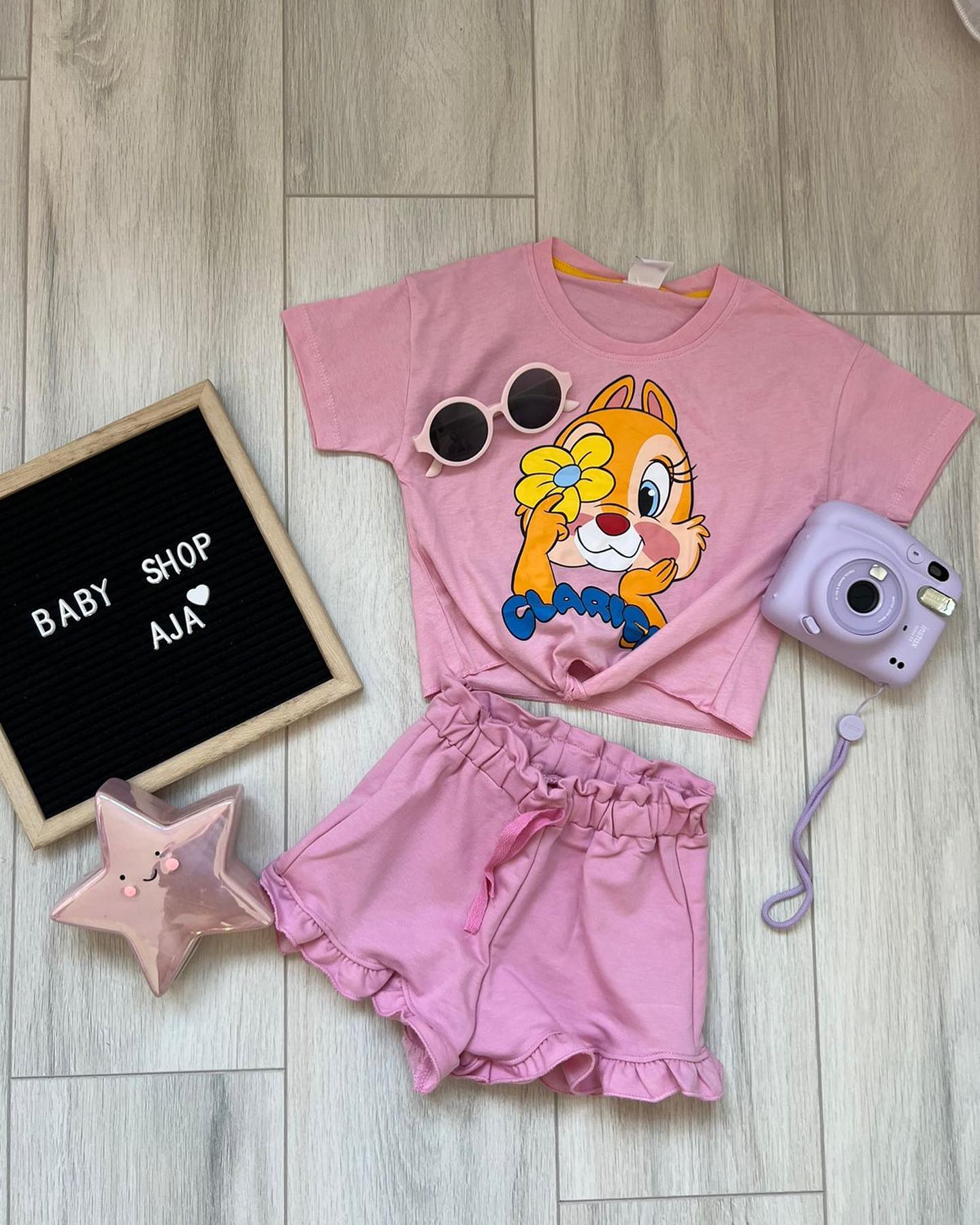 Set rozë me maicë dhe pantallona të shkurtra – BABY SHOP AJA