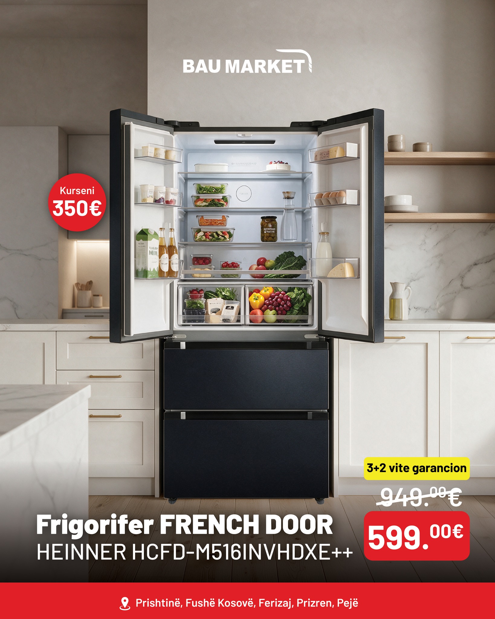 Frigorifer French Door Heinner HCFD-M516 – BAU MARKET
