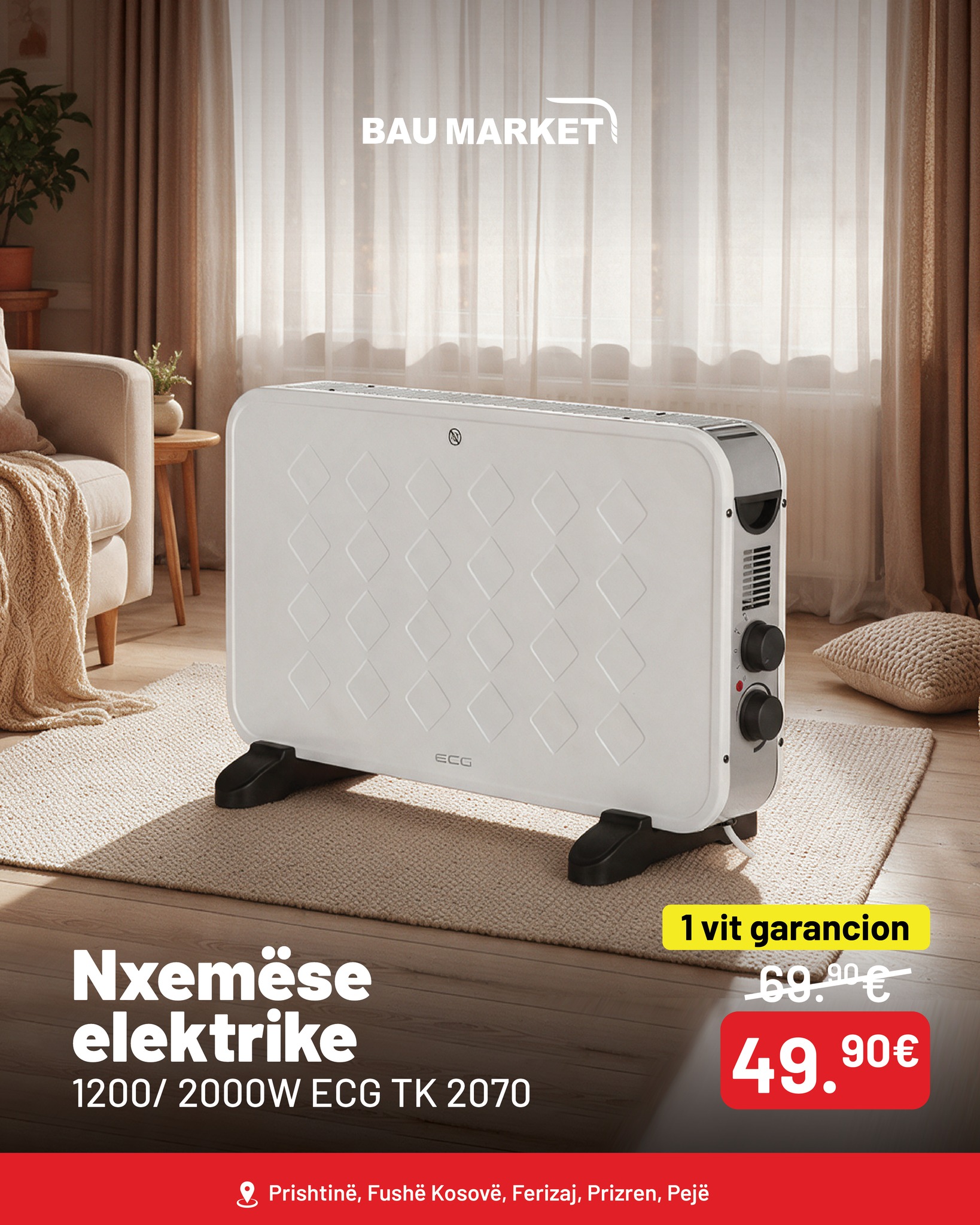 Ngrohëse elektrike ECG TK 2070 2000W – BAU MARKET