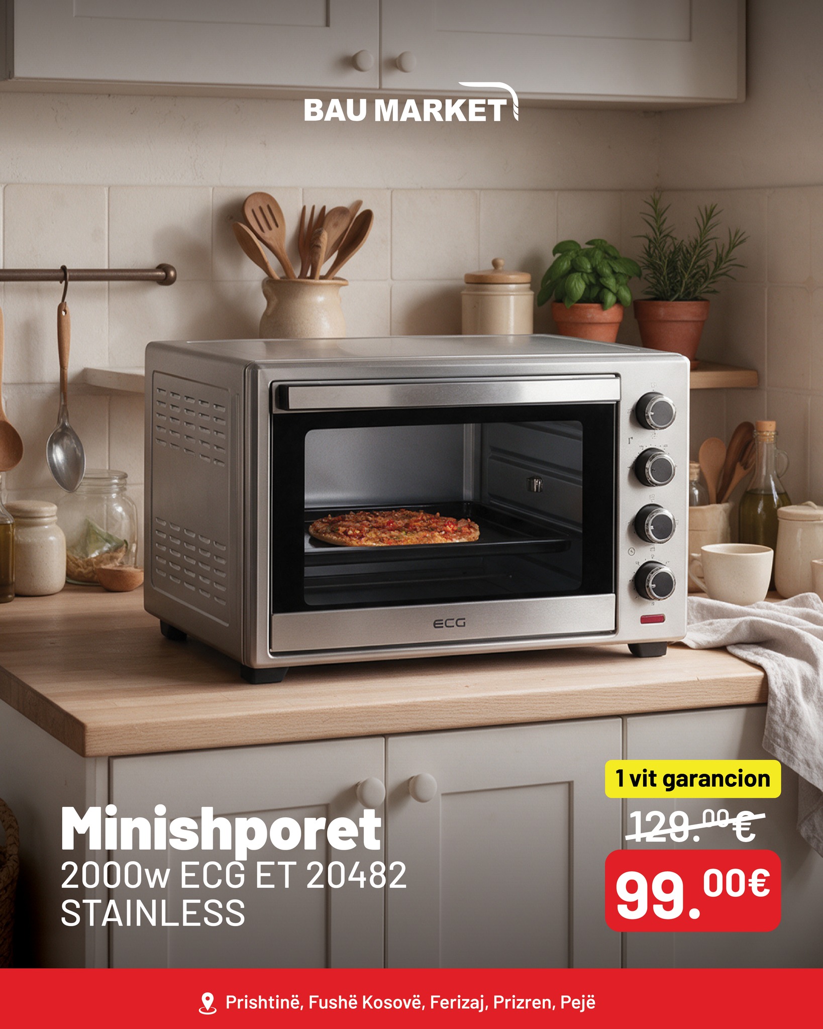 Mini shporet ECG ET 20482 inoks 2000W – BAU MARKET