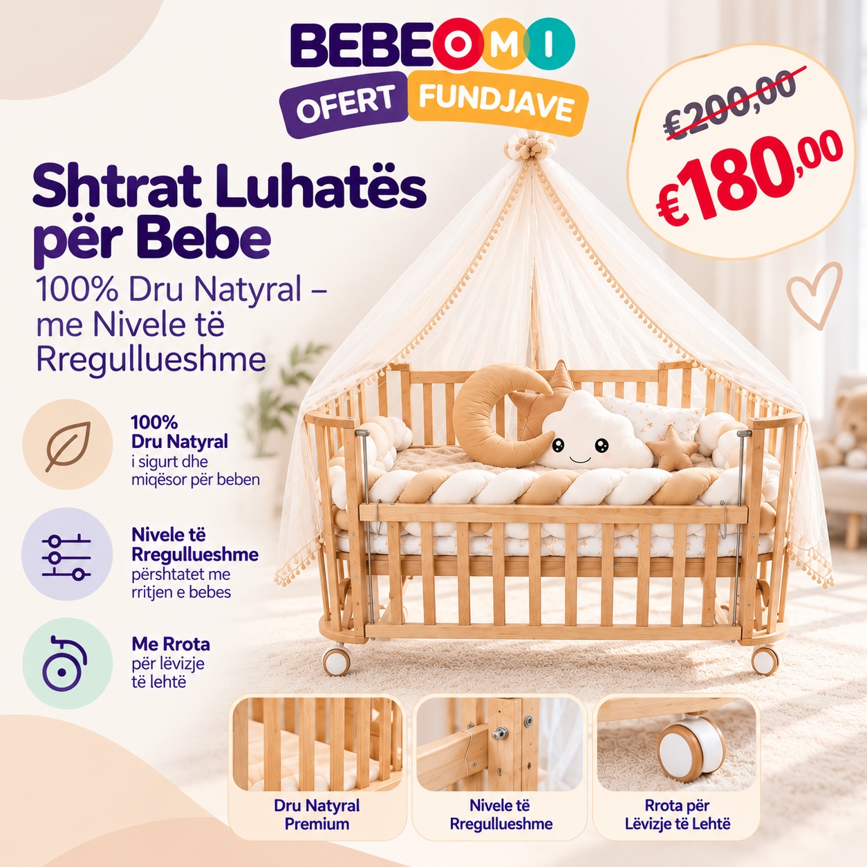 Shtrat druri 2 në 1 për bebe – Baby Shop Bebeomi®️Threebaby (3)