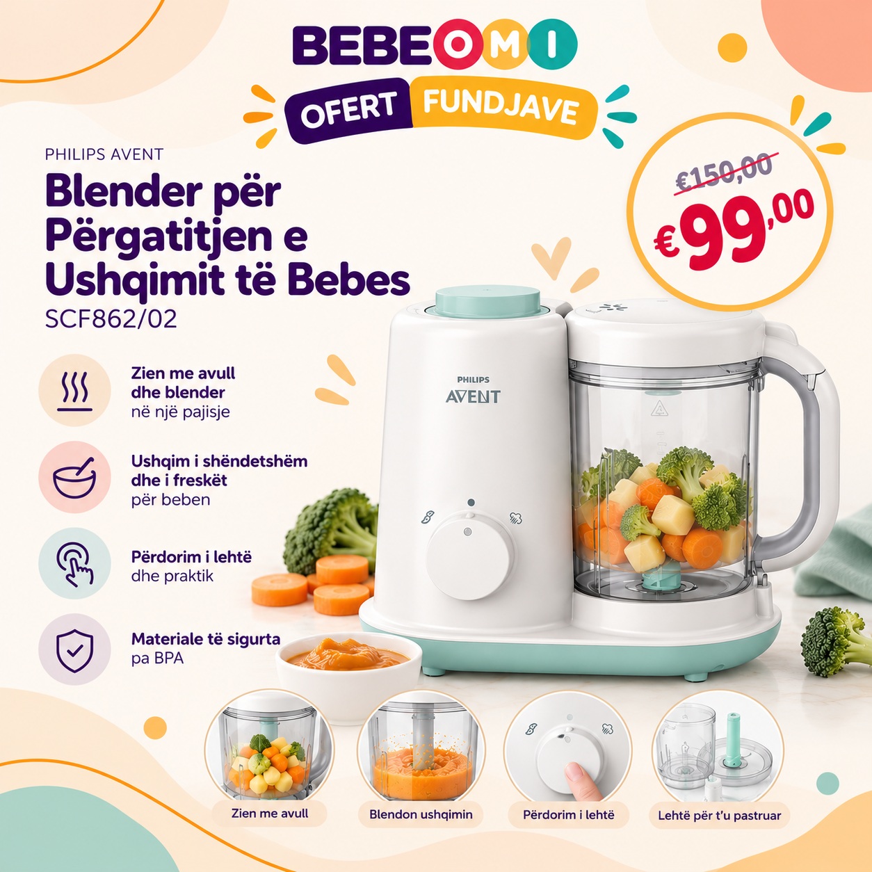 Ngrohës dhe sterilizues shishesh 8-në-1 – Baby Shop Bebeomi®️Threebaby (3)