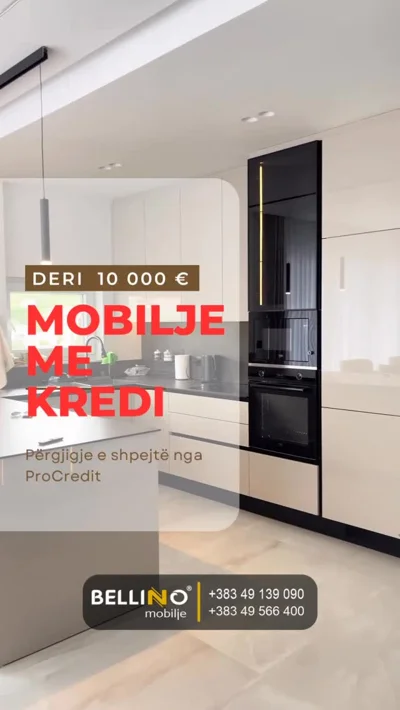 Kuzhinë moderne e bardhë me furrë të integruar