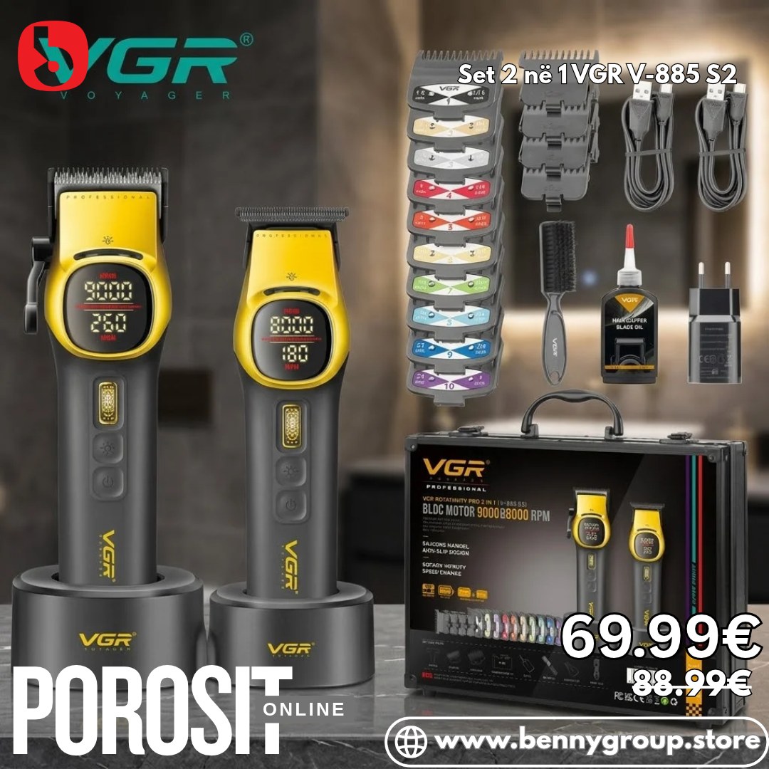 Set makinë qethjeje dhe trimer 2 në 1 – Benny Shop