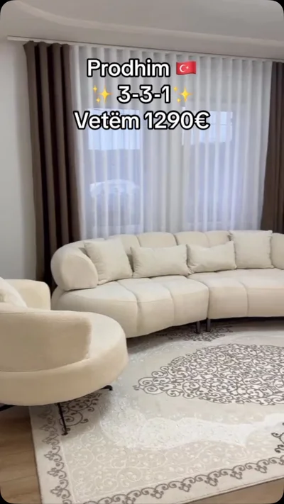 Set divanesh krem i lakuar 3-3-1