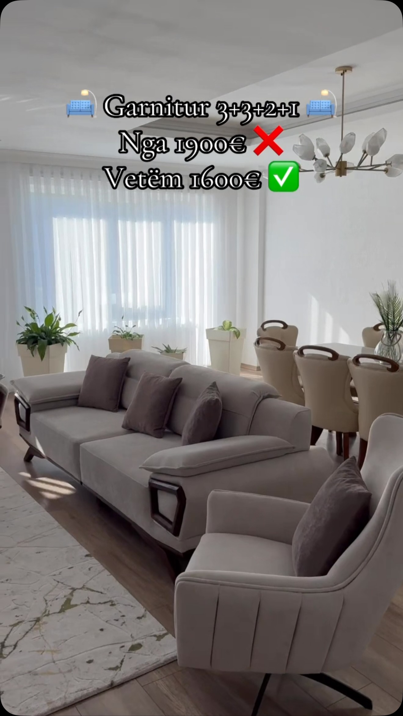 Garniturë gri 3-3-1-1 – BIBAJ HOME DESIGN