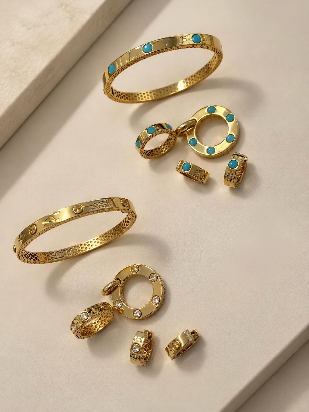 Set ari 14 karat me gjerdan, unazë dhe byzylyk – Binni Gold (2)