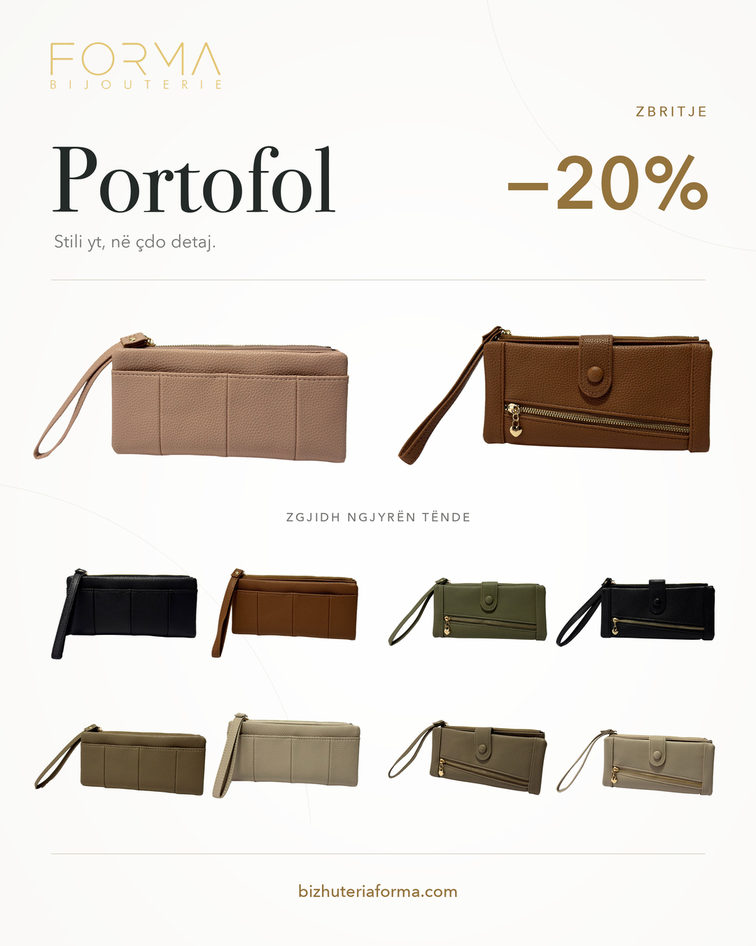 Portofol për femra me ndarje për kartela – Bizhuteria FORMA