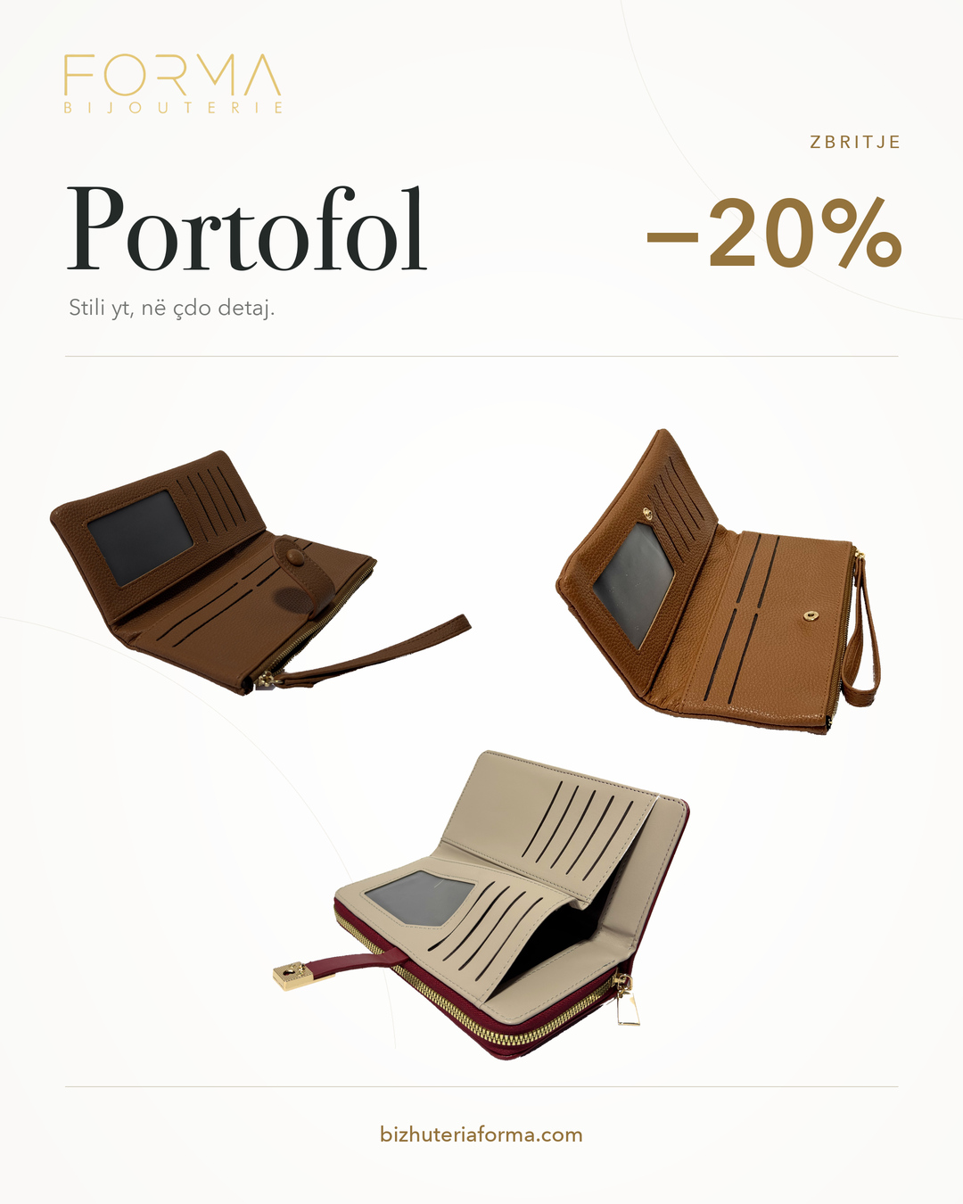 Portofol për femra me ndarje për kartela – Bizhuteria FORMA (4)