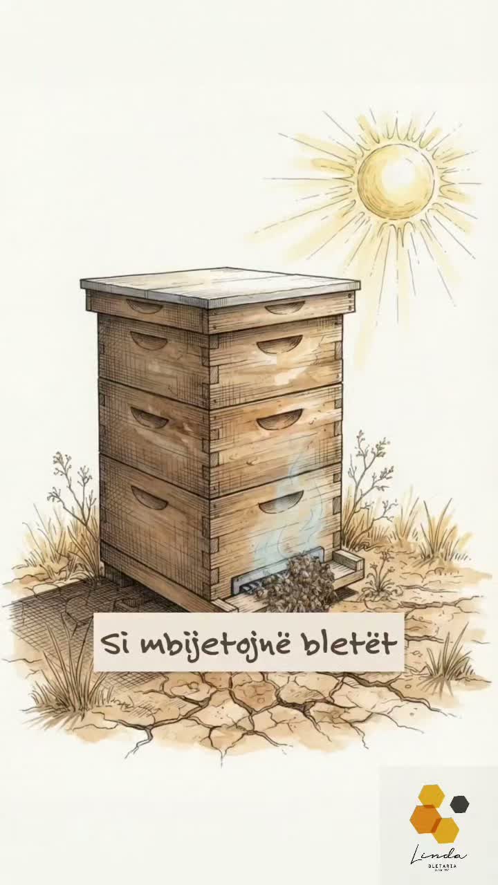 Ilustrim kosheje druri bletësh në vapë – Bletaria Linda - Ferizaj
