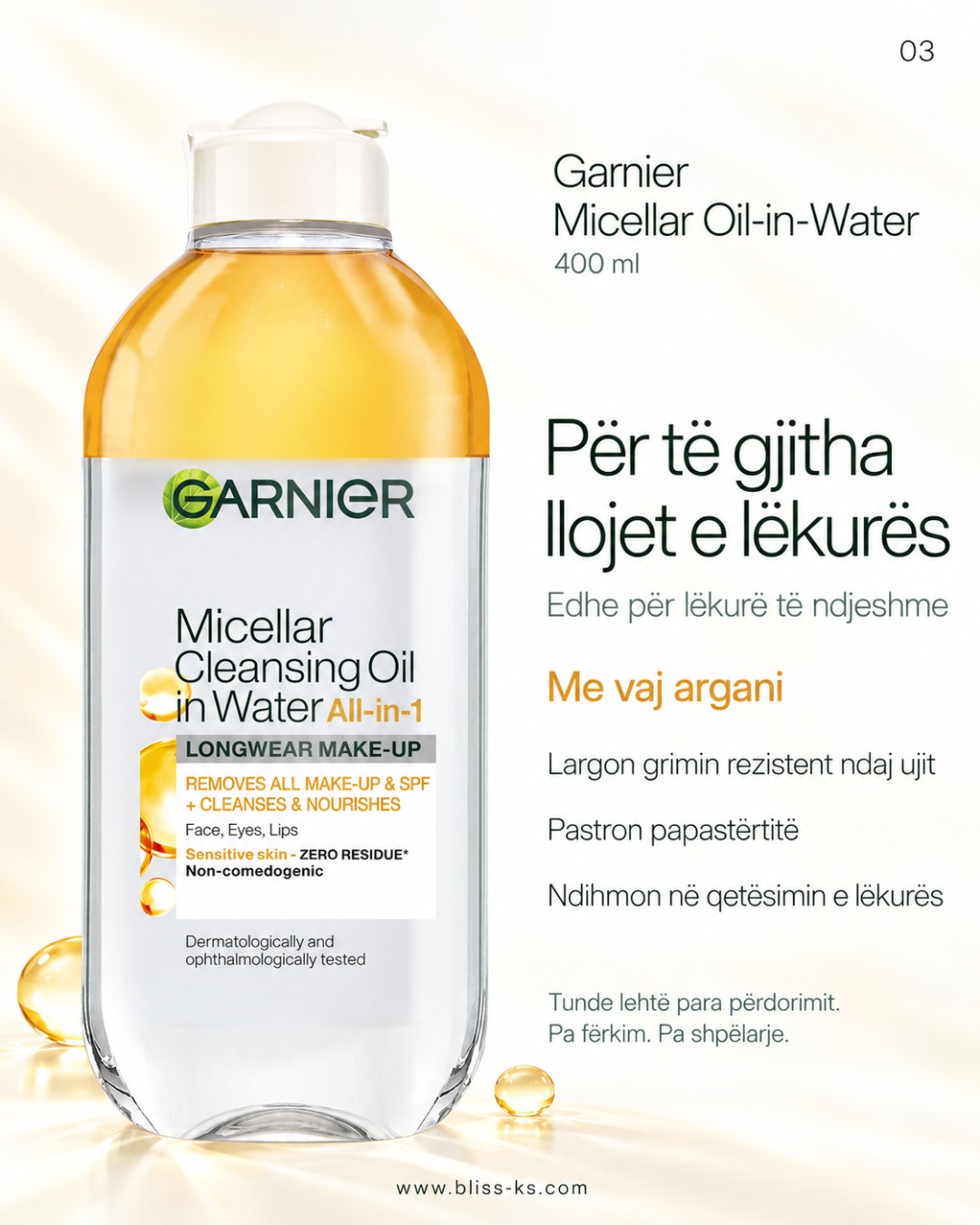Ujë micelar Garnier për lloje të ndryshme lëkure – Bliss Cosmetics (3)