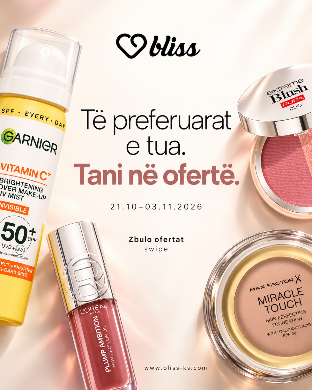 Produkte grimi dhe kujdesi për lëkurën në ofertë – Bliss Cosmetics