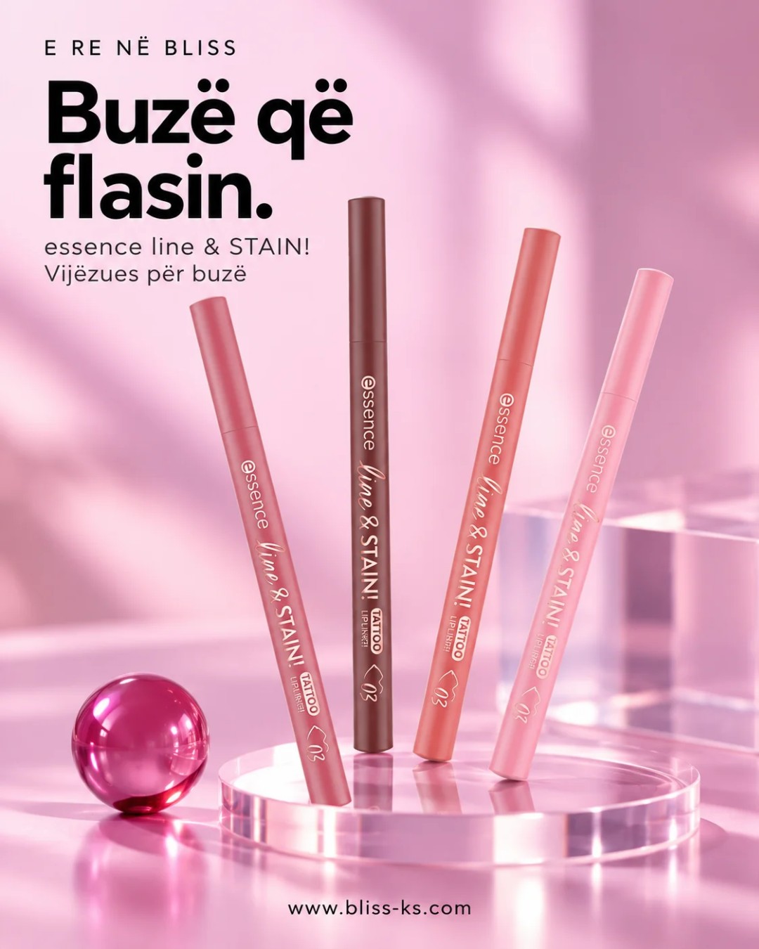 Vijëzues buzësh essence line & STAIN! – Bliss Cosmetics