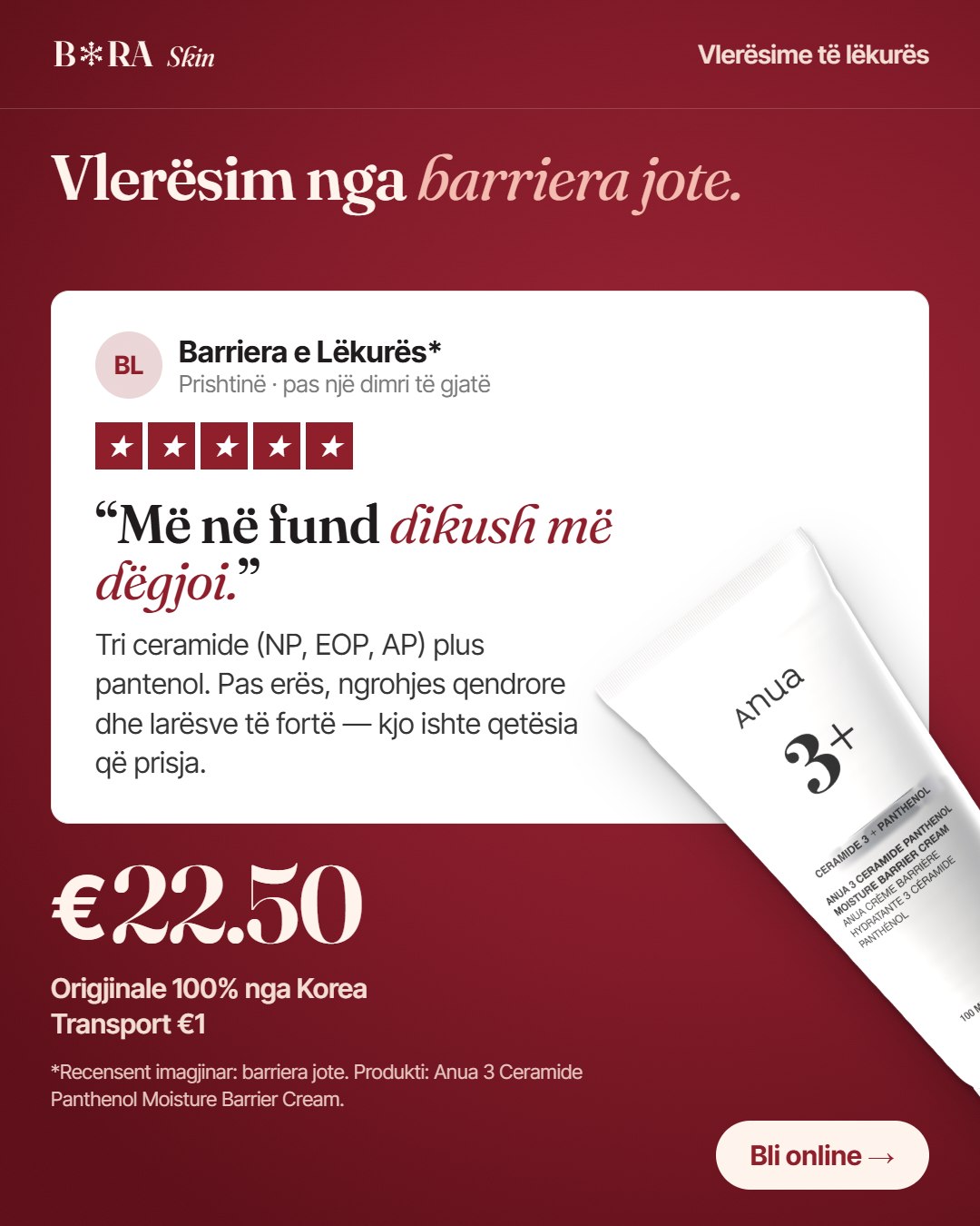 Krem Anua 3 Ceramide për barrierën e lëkurës – Bora Beauty