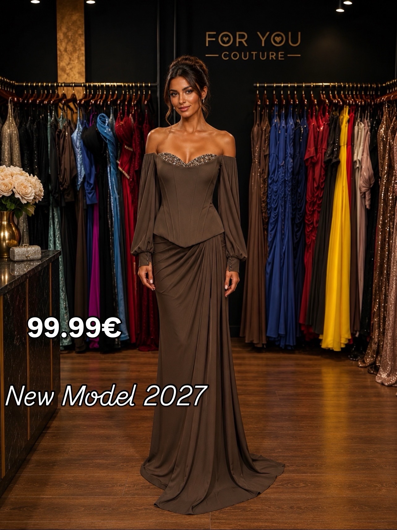 Fustan mbrëmjeje jeshil i çelët me çarje – Boutique FOR YOU 1 Pejë🛍️ (3)