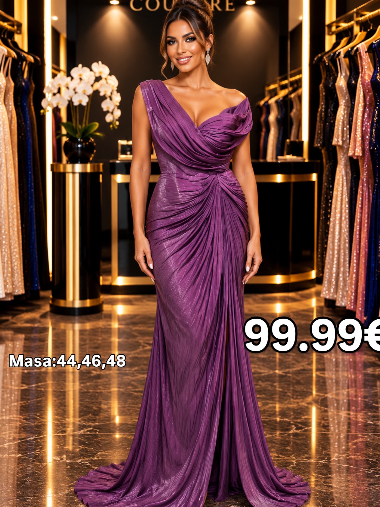 Fustan mbrëmjeje blu i errët me çarje – Boutique FOR YOU 1 Pejë🛍️ (2)