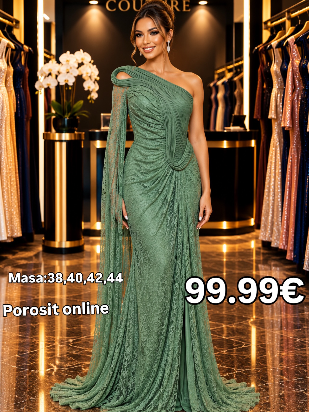 Fustan mbrëmjeje blu i errët me çarje – Boutique FOR YOU 1 Pejë🛍️ (3)