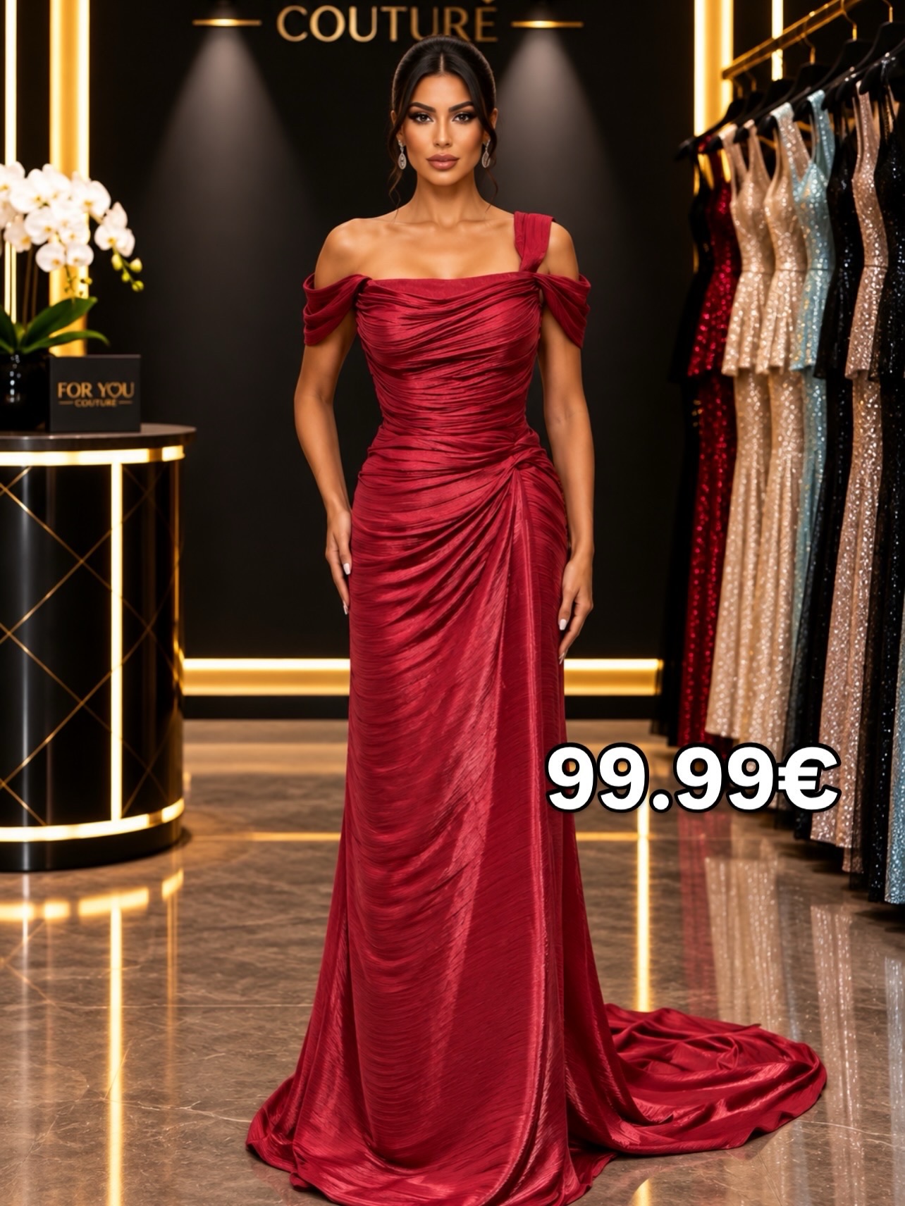 Fustan mbrëmjeje blu i errët me çarje – Boutique FOR YOU 1 Pejë🛍️ (4)