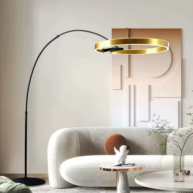 Llambë dyshemeje me hark dhe unazë LED ari – BS Lighting