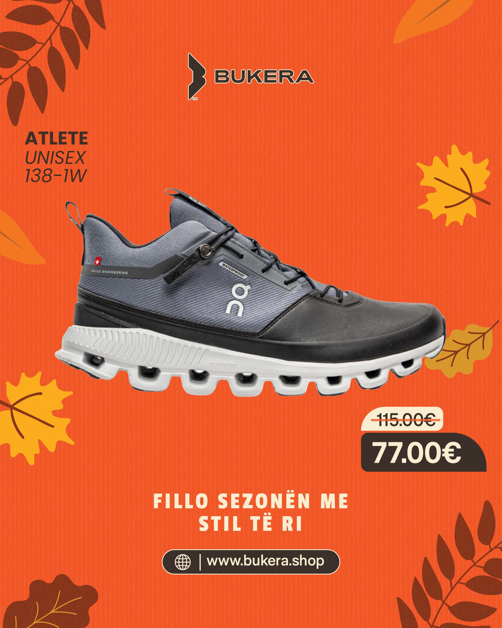 Atlete On unisex gri me taban të bardhë – Bukera