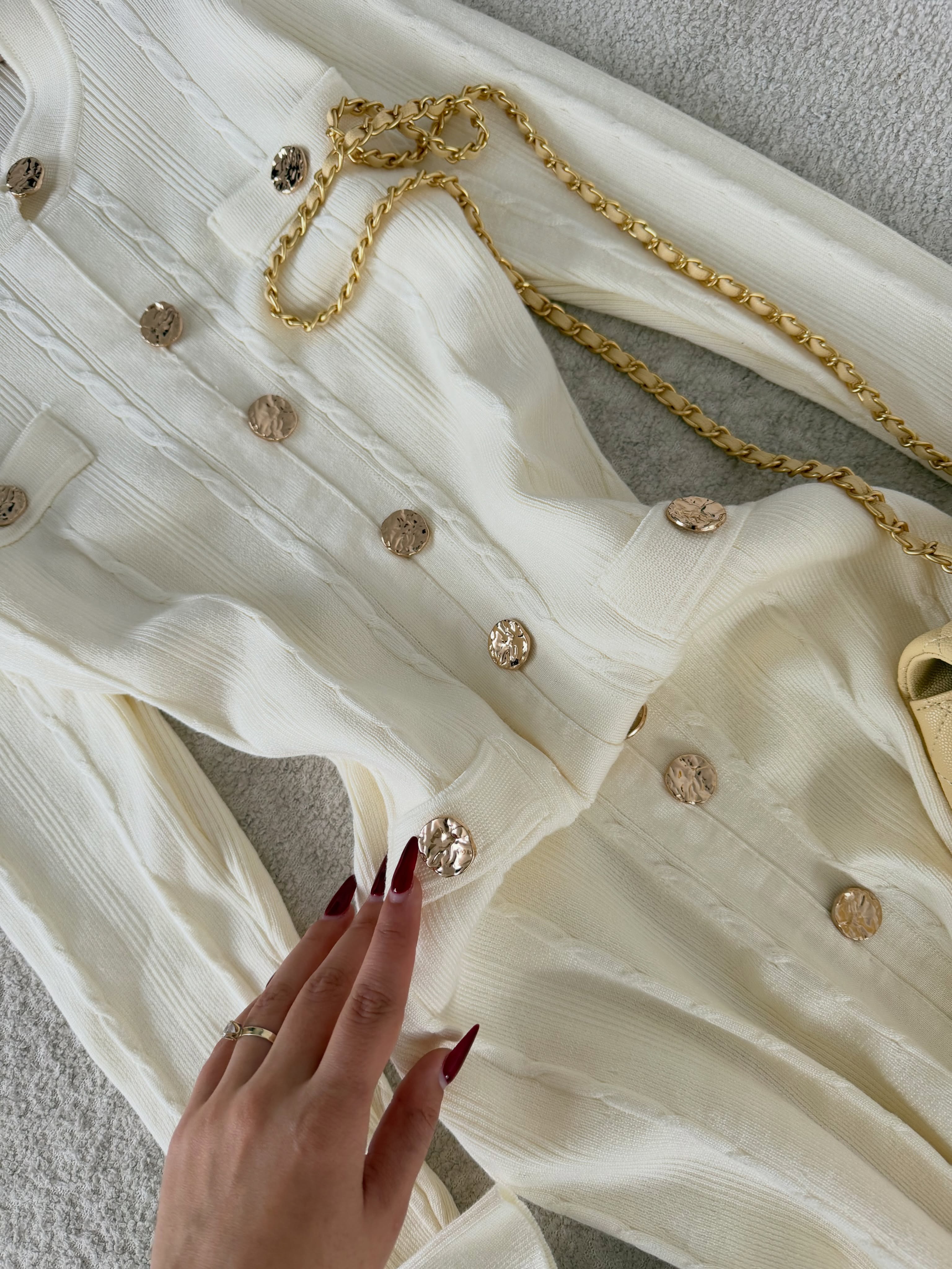 Set kardigan dhe fund i gjatë krem – butikulettifashion (3)