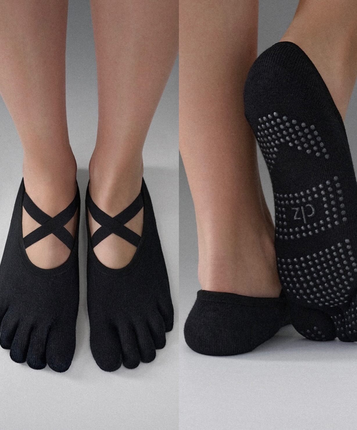 Çorape pilatesi të zeza me gishta dhe rripa – Calzedonia Kosovo (2)