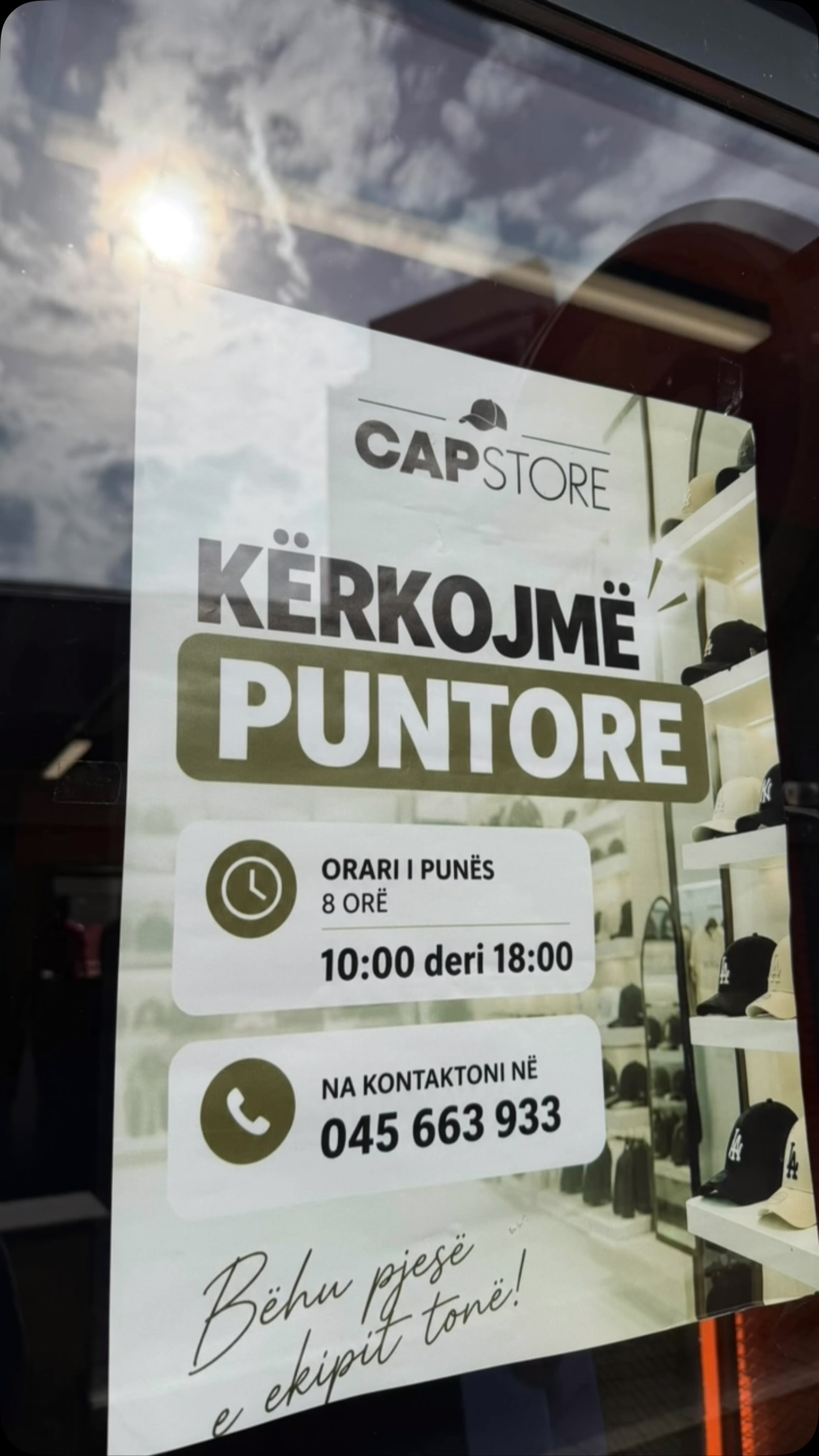 Njoftim pune për punëtore në dyqan – CAP STORE SINCE 2017 🔵
