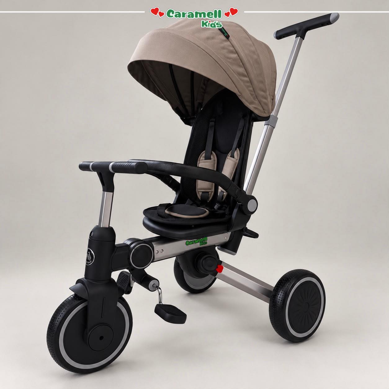 Triçikletë e zezë për fëmijë me tendë – Caramell Kids (2)