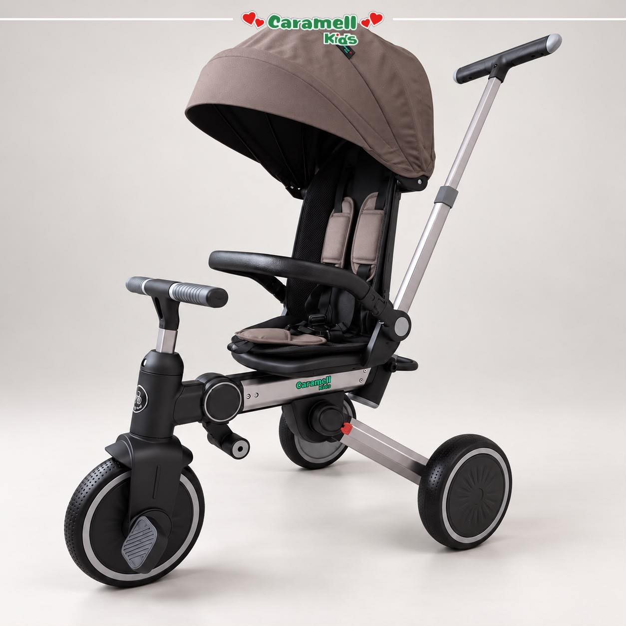 Triçikletë e zezë për fëmijë me tendë – Caramell Kids (3)