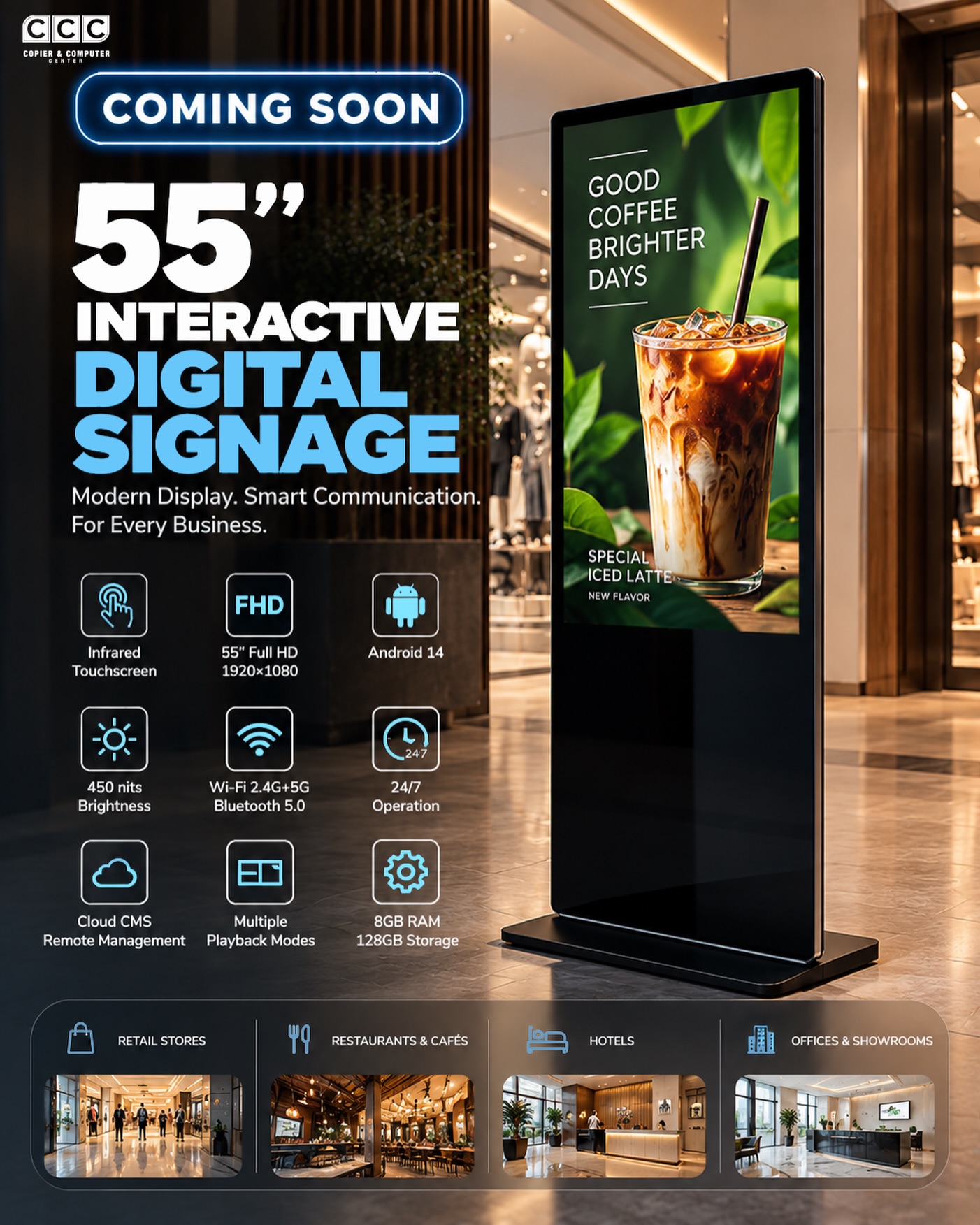 Ekran interaktiv digital signage 55 inç – Copier & Computer Center Kosova