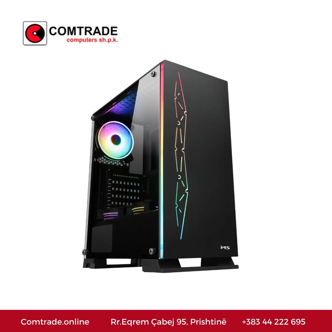 Kasë kompjuteri e zezë me ndriçim RGB – Comtrade Computers