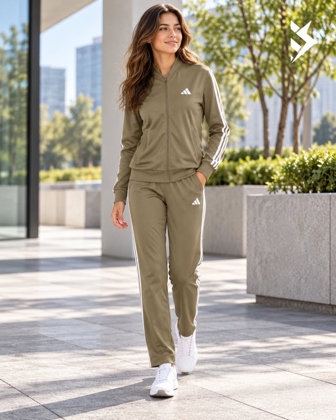 Trenerkë adidas e gjelbër ulliri për femra – Dardaniasport Outlet