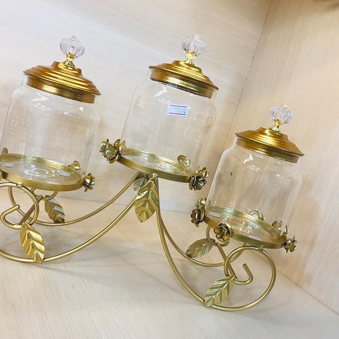 Set 3 kavanoza qelqi me tabaka ari – Dekore për Shtëpi 🛋🛍 (2)