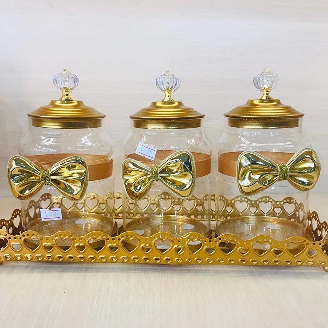 Set 3 kavanoza qelqi me tabaka ari – Dekore për Shtëpi 🛋🛍 (4)
