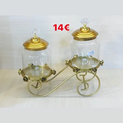 Set 2 kavanoza qelqi me mbajtëse ari