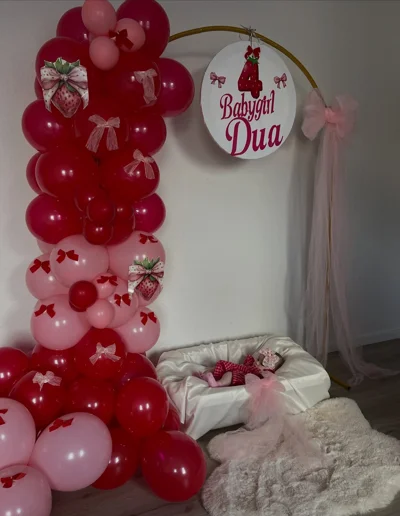 Dekor me balona të kuq dhe rozë Babygirl