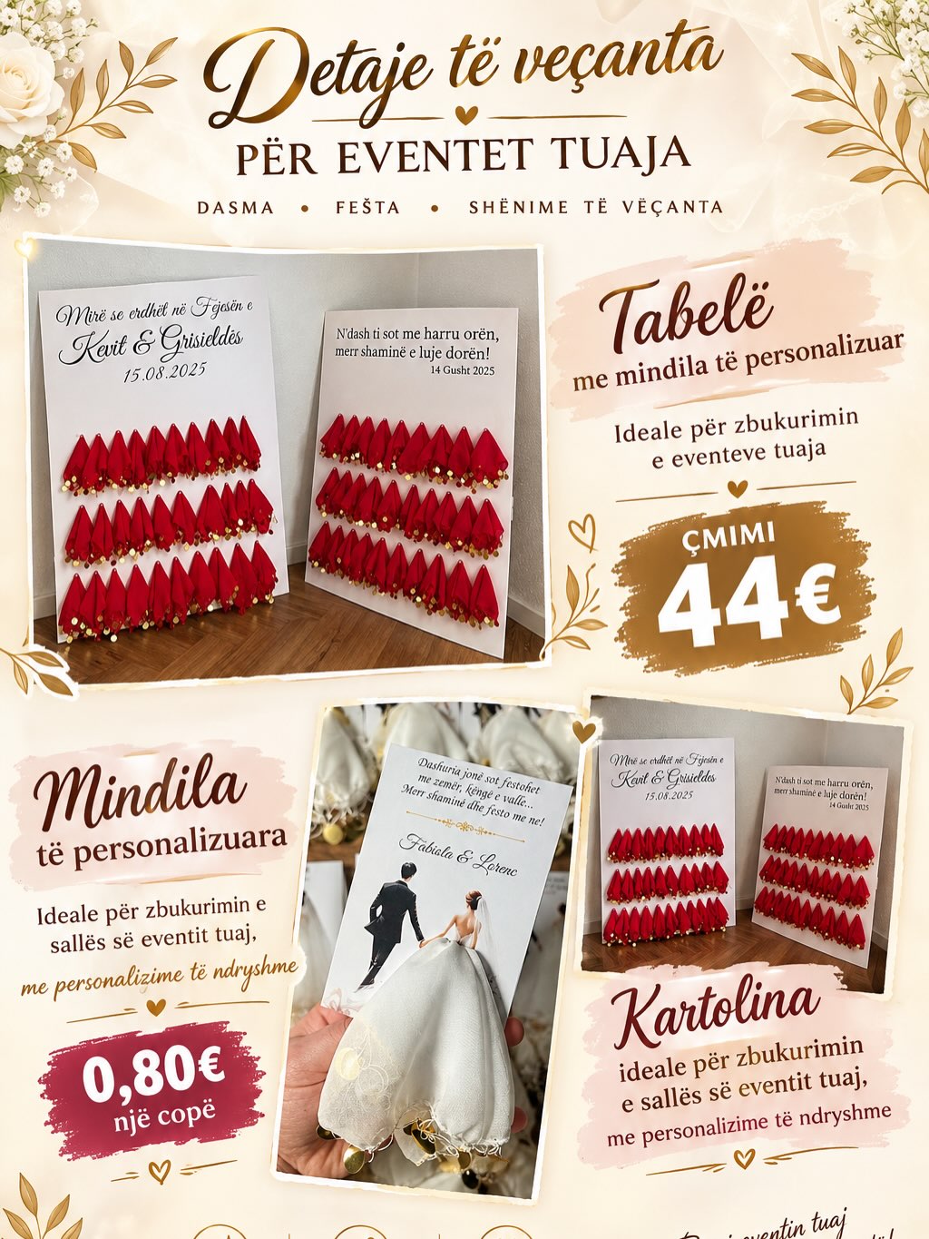Tabelë dhe kartolina me mindila të personalizuara – Dhurata të personalizuara, dekore për evente të ndryshme🎀 (2)