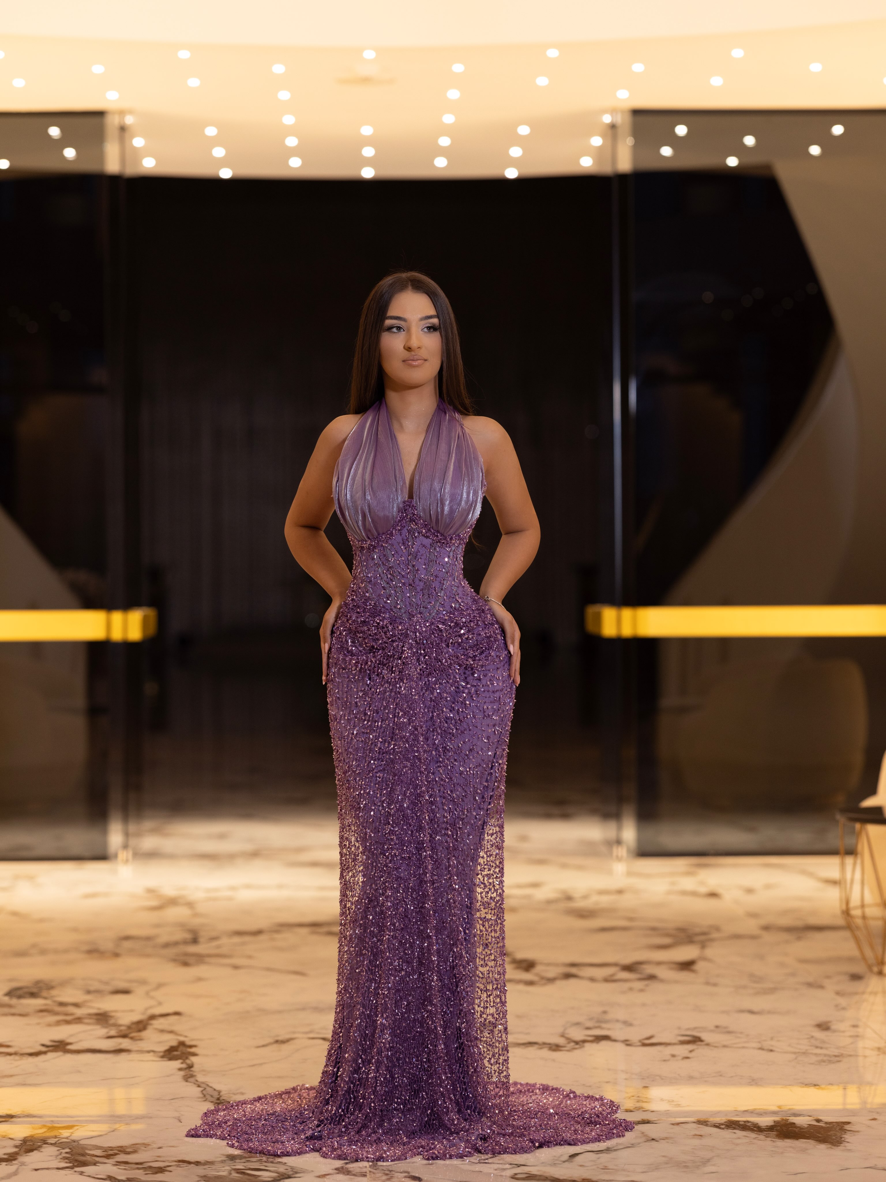 Fustan i gjatë vjollcë me shkëlqim – Ditafashion__official (2)