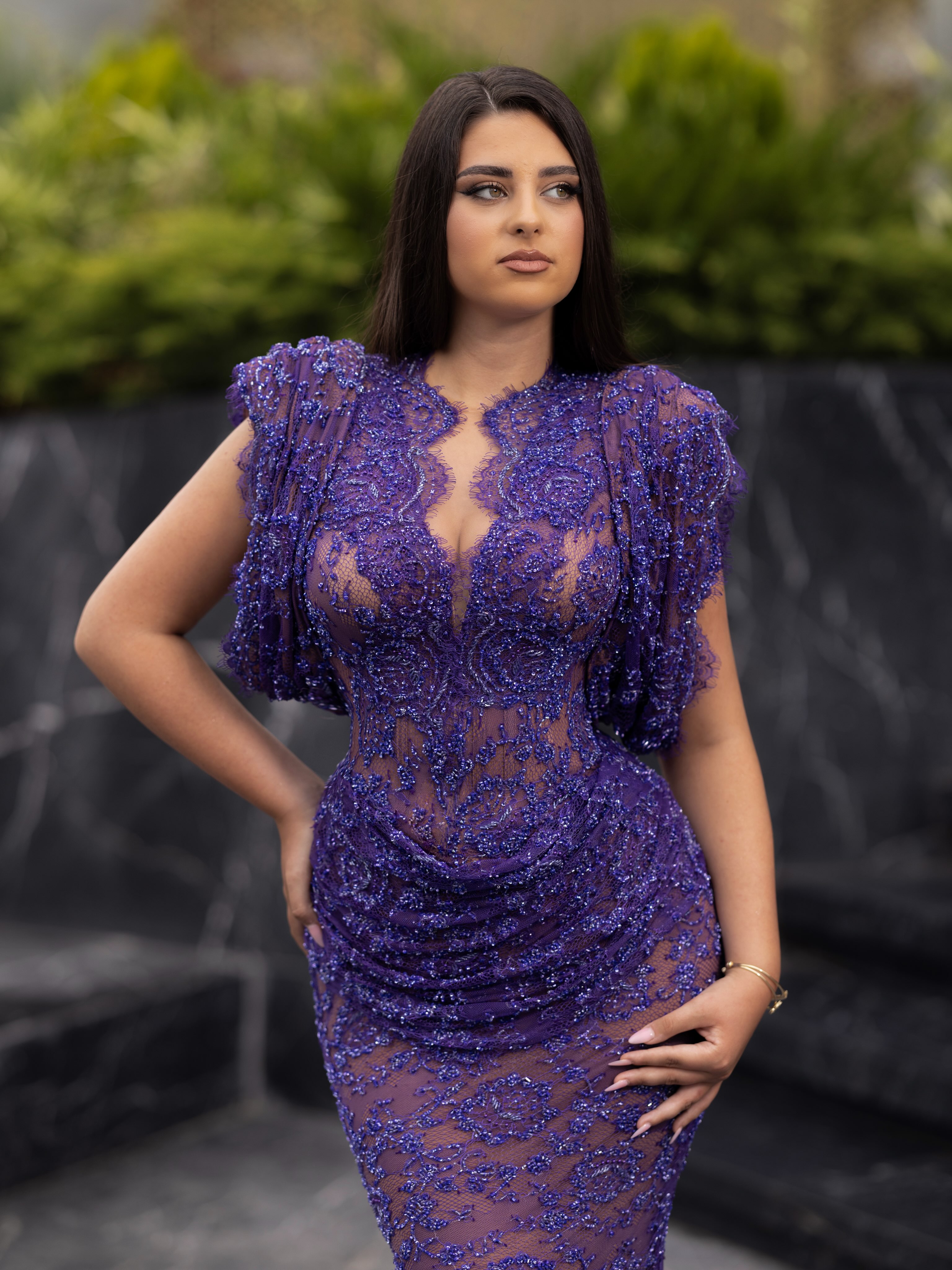 Fustan i gjatë vjollcë me dantellë – Ditafashion__official (2)