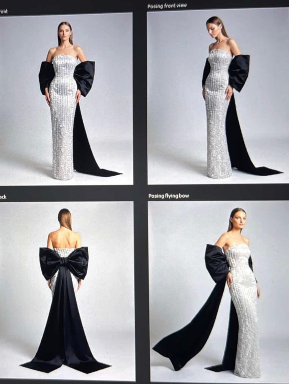 Fustan argjendi me mëngë të zeza fryrë – DITA FASHION (3)