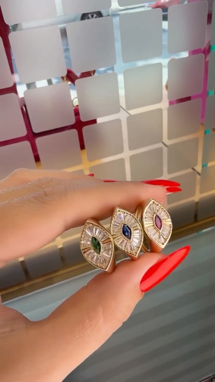 Unaza ari me gurë me ngjyra – Dobroshi Jewellery