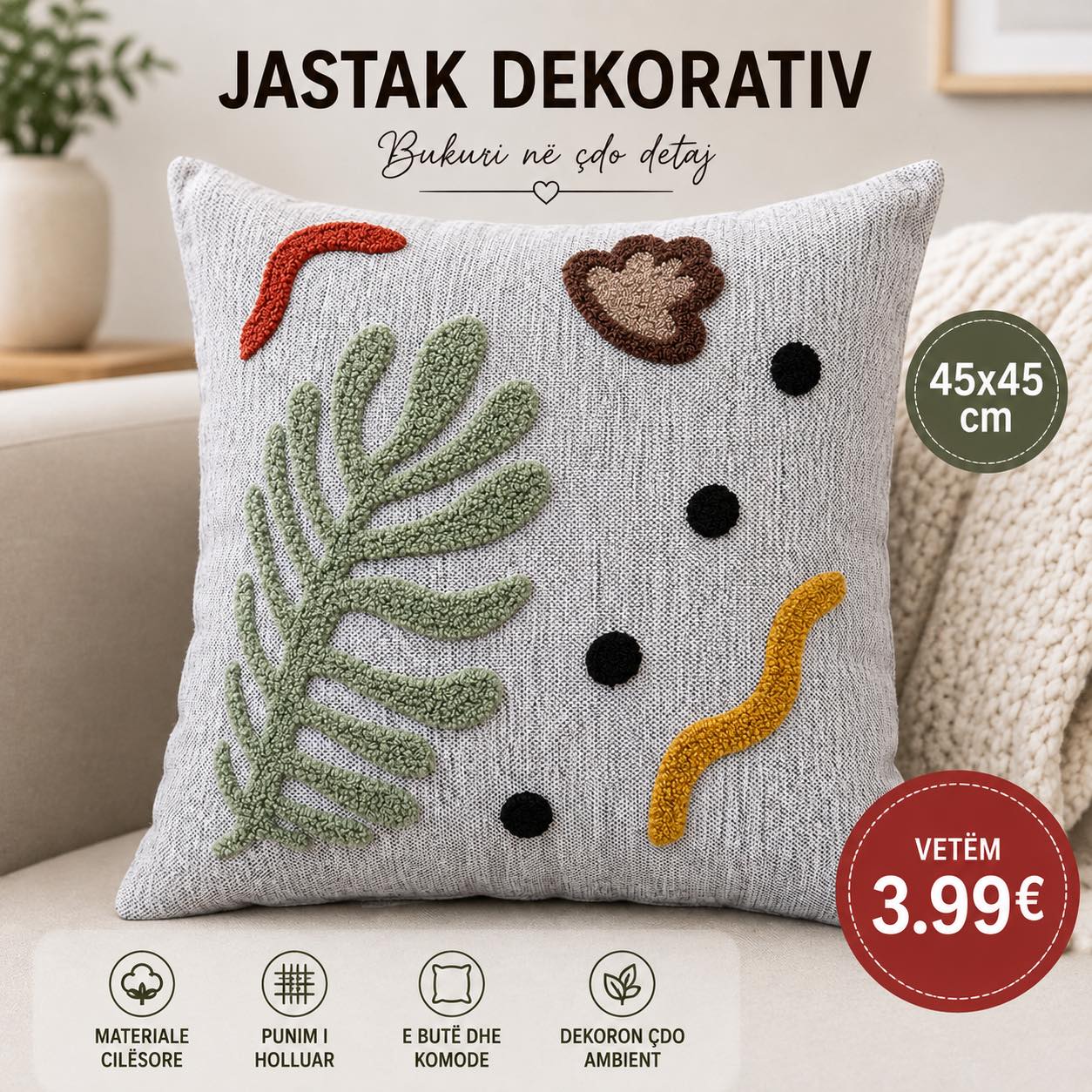 Këllëf jastëku dekorativ 43x43 cm – DOMI HOME (4)