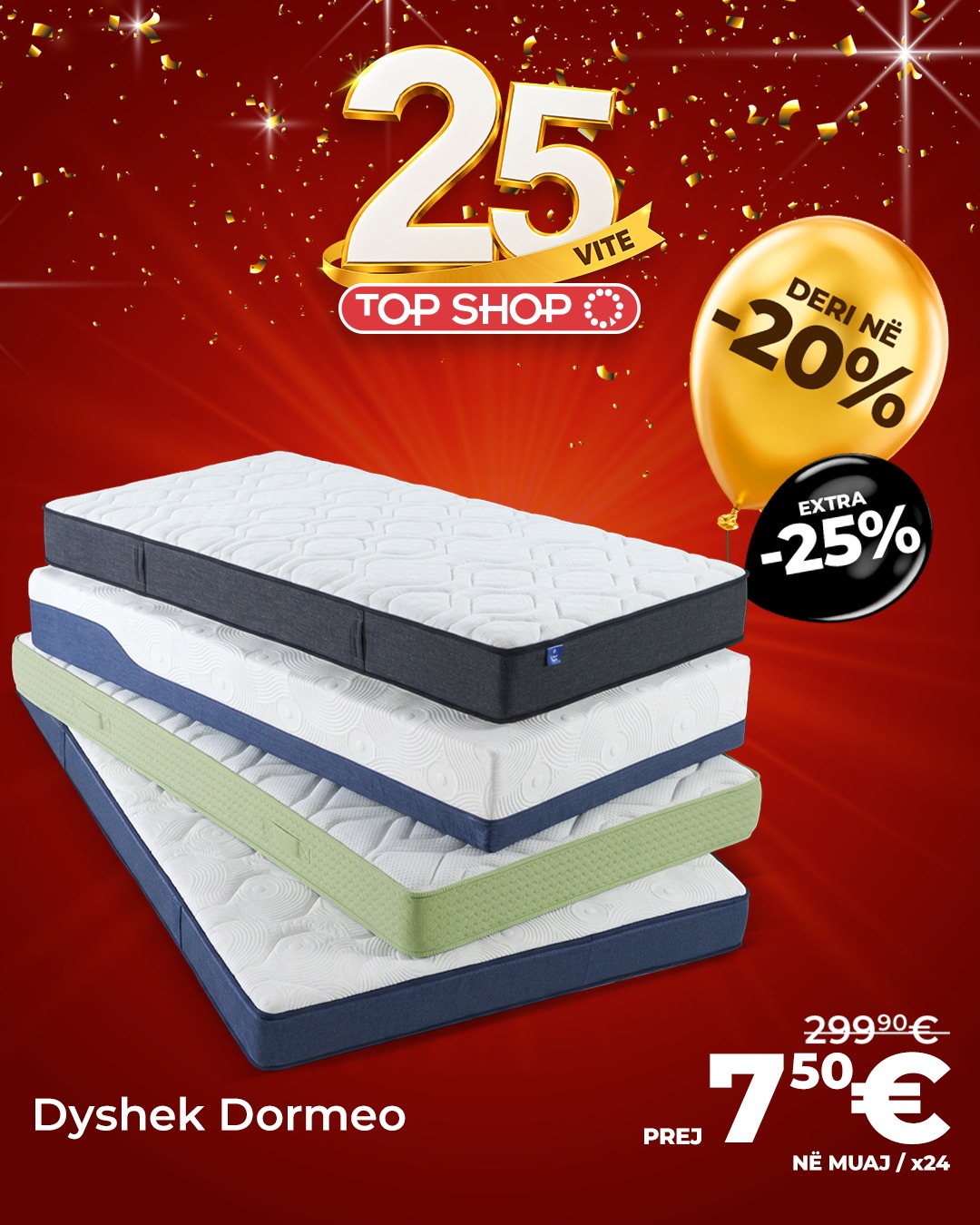Poster festimi 25 vjet me zbritje – Dyshek | Jorgan | Jastëk | Aksesorë Gjumi (2)