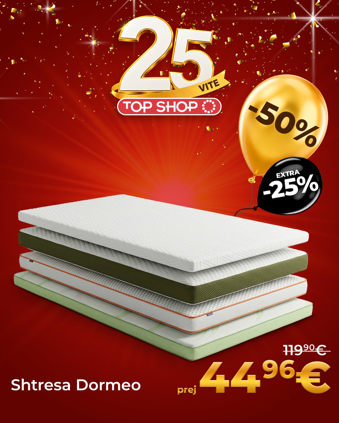 Poster festimi 25 vjet me zbritje – Dyshek | Jorgan | Jastëk | Aksesorë Gjumi (4)