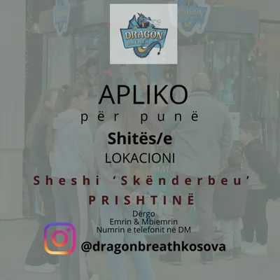 Shpallje pune për shitës në Prishtinë