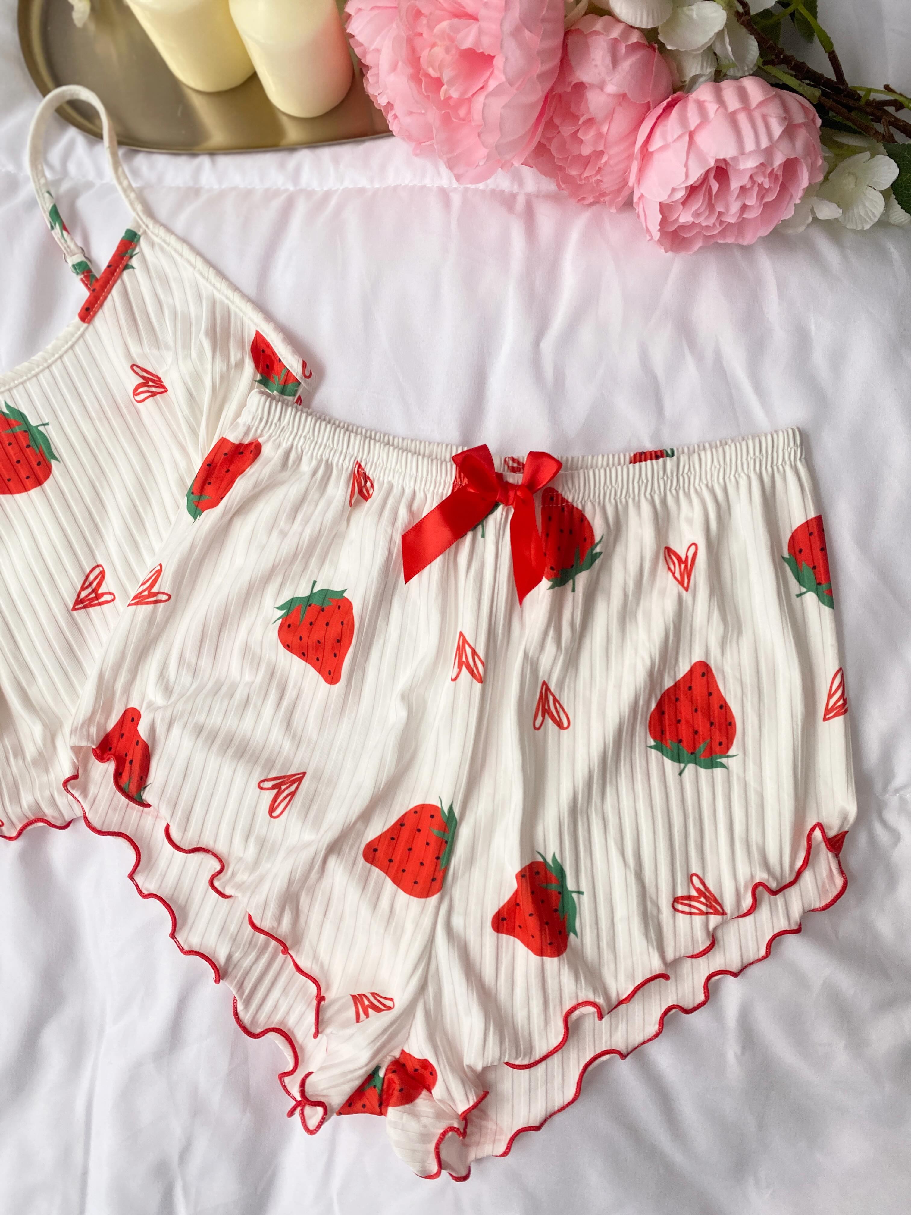 Pizhame verore e bardhë me luleshtrydhe – Dream Lingerie (3)