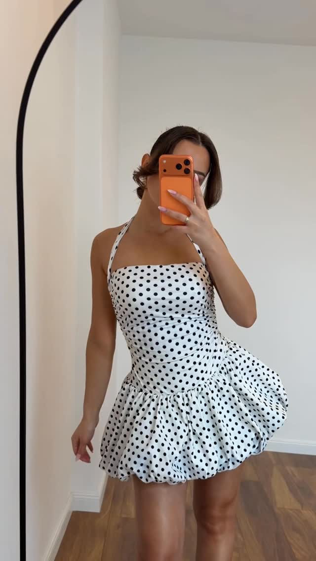 Fustan i bardhë i shkurtër me pika, XS-M – NILA DRESSES