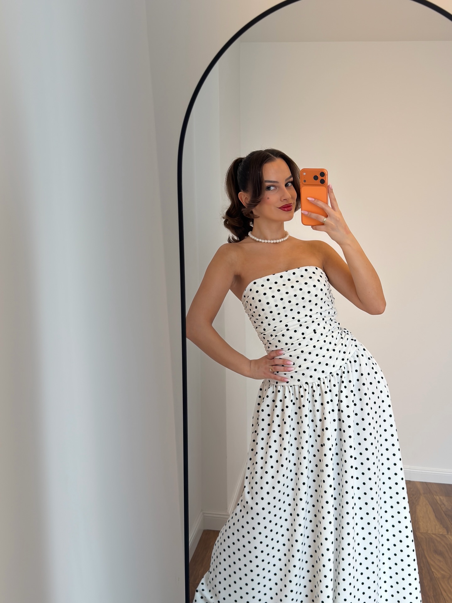 Fustan i gjatë pa rripa me pika, XS-M – NILA DRESSES